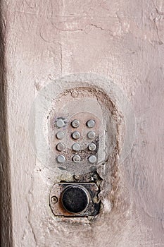 the number pad old intercom. doorphone wall