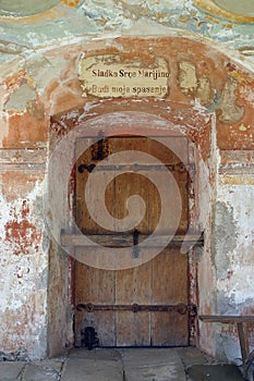 Doors on the arcades around the Church of Our Lady of Jerusalem on Trski Vrh in Krapina, Croatia