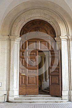 Doors with classical decor in Rome, Italy