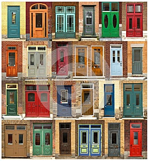Doors collage from Quebec city in CAnada