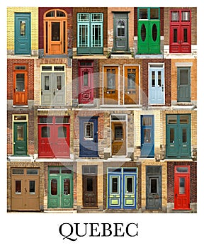 Doors collage from Quebec city in CAnada