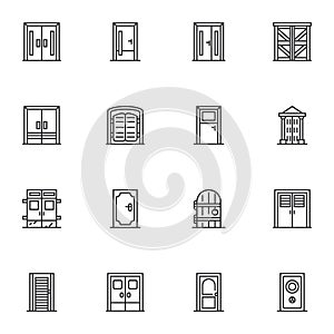 Doors collection line icons set