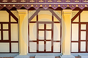 The Doors of Pavilion at Wat Niwet Thammaprawat Buddhist Temple of Thailand