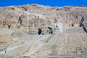 Doors preserved in perfect condition of two tombs on the slope o