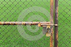 Doors rusted iron fence locked not use the lawn