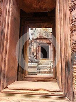 The doors sanctuaryof Banteay Srei photo