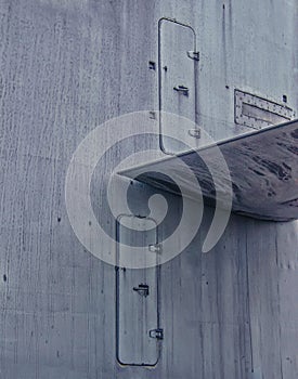 Doors on the surface of the control cabin submarine