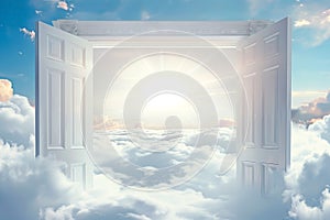 Doors to heaven. Doors above the clouds