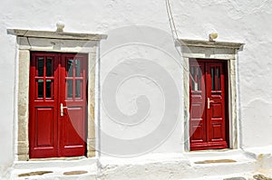 Doors, typical of a house on the island of Myconos, Cyclades, Greece
