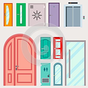 Doors vector illustration entrance doorway home house interior exit design architecture entry set enter object