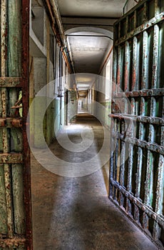 Doorway into an abandoned prison