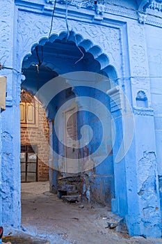 A doorway in the blue city