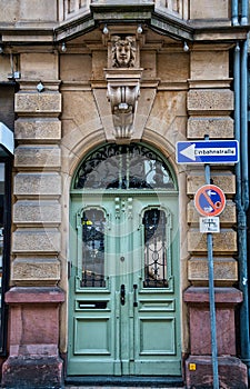 Doorway of a building in Neustadt an der Weinstrasse, Rheinland Pfalz, Germany.