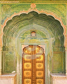 The doorway at City palace, Jaipur in India