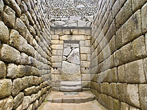 Doorway of Inca temple at Machu Picchu