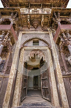 Doorway in the Jahangiri Mahal Rajput Palace - Orchha - India photo