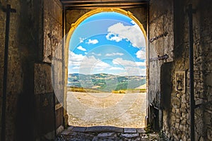 Doorway landscape gate panorama castle exit door fantasy world door imagination adventures