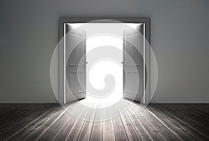 Doorway revealing bright light photo