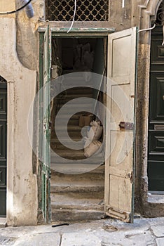 Doorway on a street Valletta Malta