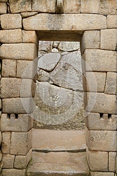 Doorway of the temple of Machu Picchu, Peru