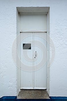 Doorway in a thick walled Australian lighthouse which is heritage listed