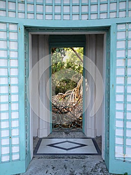 Doorway, view of Mangroves, Vizcaya Museum and Gardens, Miami, FL