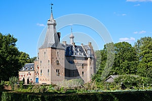Doorwerth Castle, a moated castle in the floodplains of the Rhine near the village of Doorwerth.Dutch province of