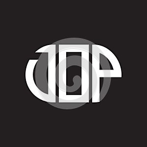 DOP letter logo design on black background. DOP creative initials letter logo concept. DOP letter design