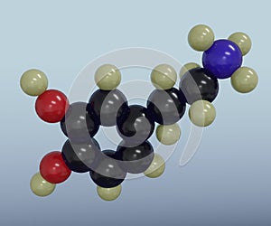 Dopamine chemical molecule. It plays a role as a â€œreward centerâ€