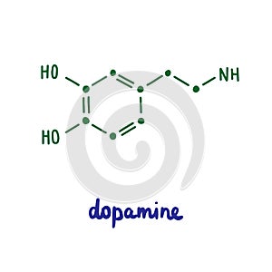 Dopamine hand drawn vector formula chemical structure