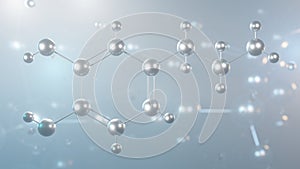 dopamine molecular structure, 3d model molecule, neuromodulatory molecule, structural chemical formula view from a microscope