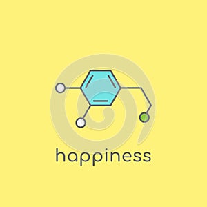 Dopamine molecular structure. neurotransmitter molecule. Happyness funny concept