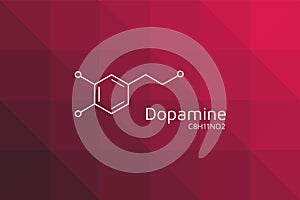 Dopamine molecular structure. Triangular red black gradient.