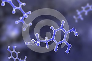 Dopamine molecule, 3D illustration