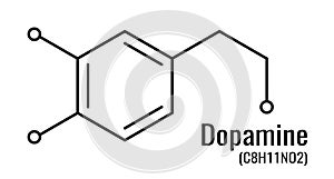 Dopamine molecule, chemical formula