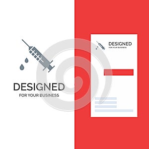 Dope, Injection, Medical, Drug Grey Logo Design and Business Card Template