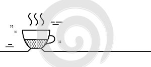 Doppio coffee icon. Hot drink sign. Minimal line pattern banner. Vector
