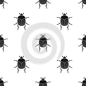 Dor-beetle icon in black style isolated on white background. Insects pattern.