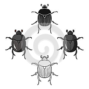 Dor-beetle icon in cartoon,black style isolated on white background. Insects symbol stock vector illustration.