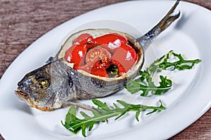 Dorado fish with vegetables