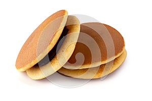 Dorayaki is japanese pancakes isolated on white background