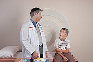 Dorctor talking with patient