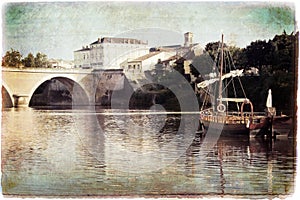 The Dordogne river vintage style