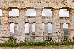 Doric columns of the Greek temple at Segesta, Sicily