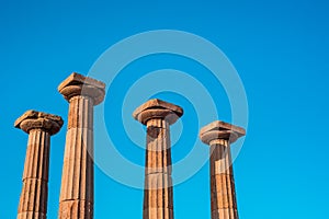 Doric columns of the Temple of Athena. Assos Ancient City. Behramkale, Canakkale, Turkey