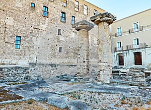 Doric columns of the Temple of Poseidon at Taranto. Apulia, Italy photo