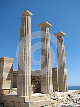 Doric columns temple ruins Lindos