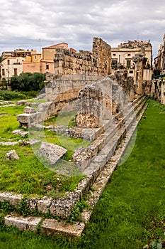 The Doric Temple of Apollo Ortygia island, in Syracuse, Sicily, Italy.