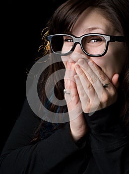 Dorky girl with glasses photo