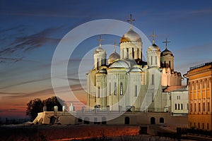 Dormition Cathedral at Winter Sunset in Vladimir